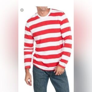 Where’s Waldo Red and White Striped Men's Shirt Size Large Excellent Condition